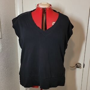 Athleta Black V-Neck Muscle Tee